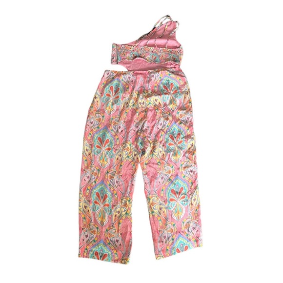 Shruti Sancheti Jumpsuit Women's L/XL Multi-Colored Wide Leg Paisley *ALTERED* - Picture 2 of 10